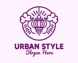 Purple Asian Lantern Clouds logo design