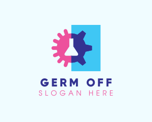 Flask Germ Cogwheel logo design