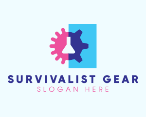 Flask Germ Cogwheel logo design