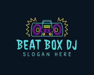 Neon Loud Boombox logo design