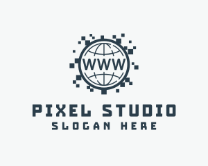 Globe Internet Pixel logo design