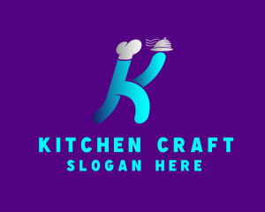Chef Kitchen Letter K logo design