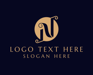 Luxury Scroll Swirl Letter N logo