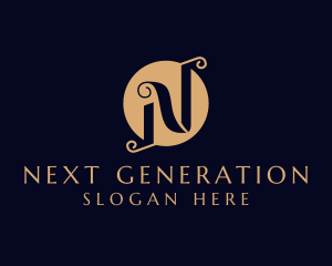 Luxury Scroll Swirl Letter N logo design