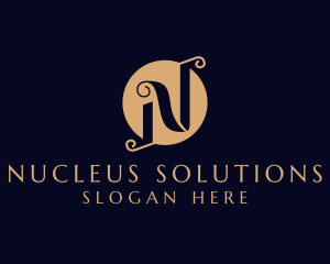 Luxury Scroll Swirl Letter N logo design