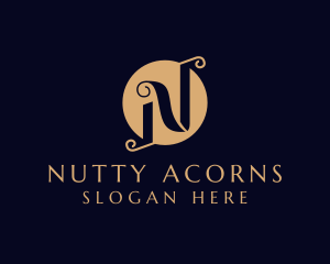 Luxury Scroll Swirl Letter N logo design