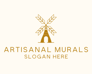 Windmill Wheat Grain logo design