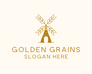 Windmill Wheat Grain logo design