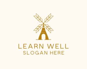 Windmill Wheat Grain logo design