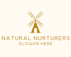 Windmill Wheat Grain logo design