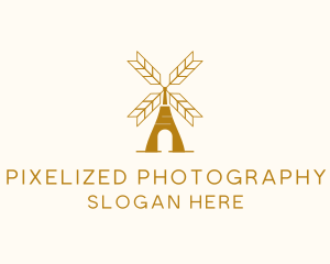 Windmill Wheat Grain logo design