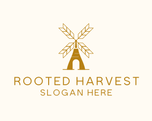 Windmill Wheat Grain logo design