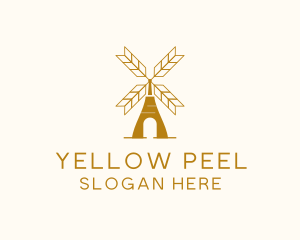 Windmill Wheat Grain logo design