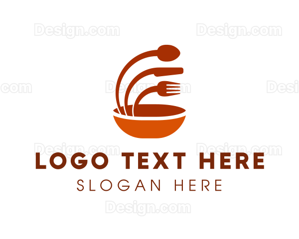 Orange Eatery Utensils Logo