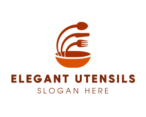 Orange Eatery Utensils logo design