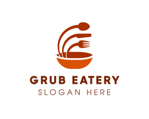 Orange Eatery Utensils logo design