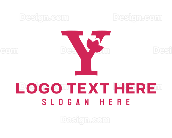 Pink Floral Letter Y Logo