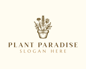 Garden Pot Planting logo design