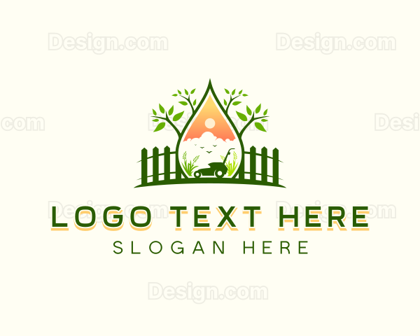 Lawn Mower Garden Landscaping Logo