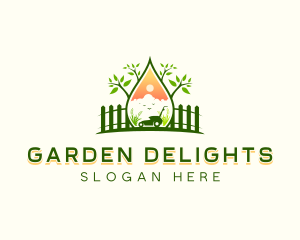 Lawn Mower Garden Landscaping logo design