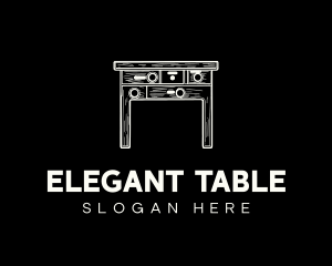 Table Desk Drawers Furniture logo design