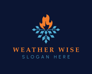 Flame Snow Weather logo design