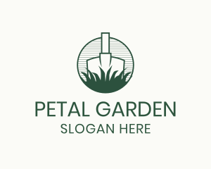 Minimalist Shovel Grass logo design