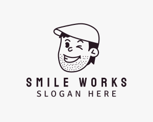 Winking Smiling Man logo design