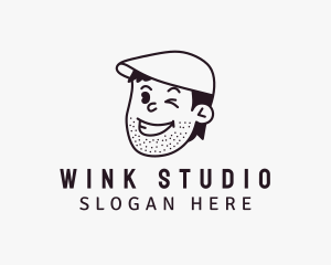 Winking Smiling Man logo design