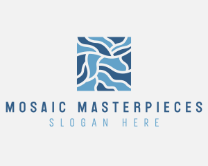 Abstract Blue Tile Mosaic logo design