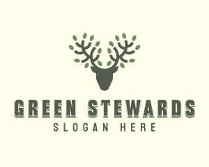 Deer Leaf Antlers logo design