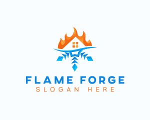 Snowflake Fire Hvac logo design