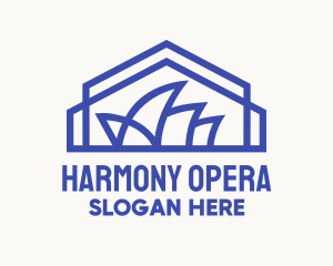 Blue Sydney Opera House Monoline logo design