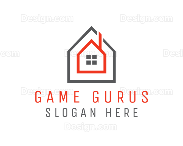 Grey Red Frame House Logo