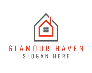 Grey Red Frame House Logo