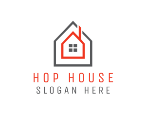 Grey Red Frame House logo design