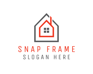 Grey Red Frame House logo design