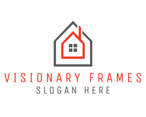 Grey Red Frame House logo design