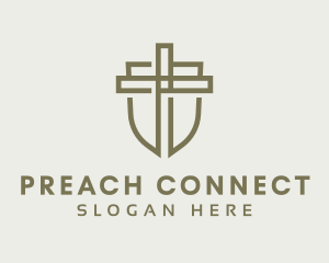 Shield Cross Preacher logo design