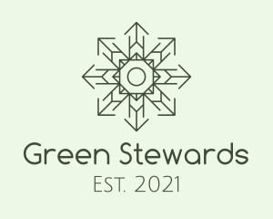 Green Snowflake Pattern  logo design