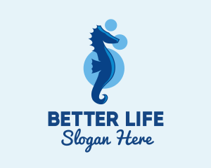 Marine Blue Seahorse logo design