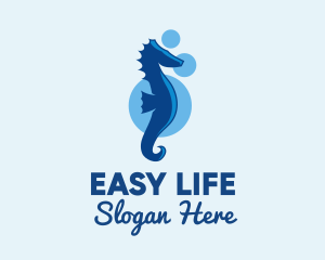 Marine Blue Seahorse logo design