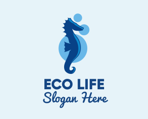 Marine Blue Seahorse logo design