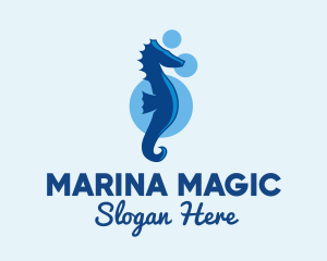 Marine Blue Seahorse logo design