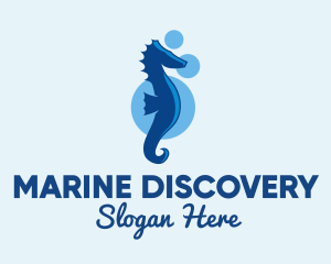 Marine Blue Seahorse logo design