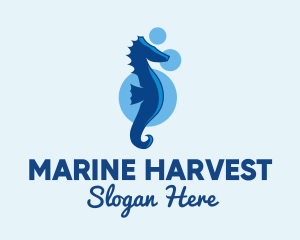 Marine Blue Seahorse logo design