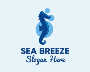 Marine Blue Seahorse logo design