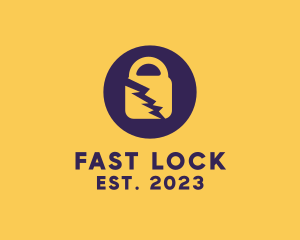 Electric Secure Padlock logo design