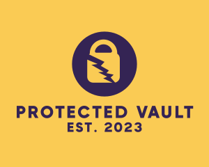 Electric Secure Padlock logo design