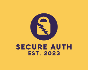 Electric Secure Padlock logo design